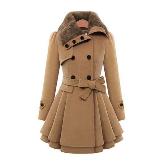 Manteau à Col en Fausse Fourrure pour Femmes
