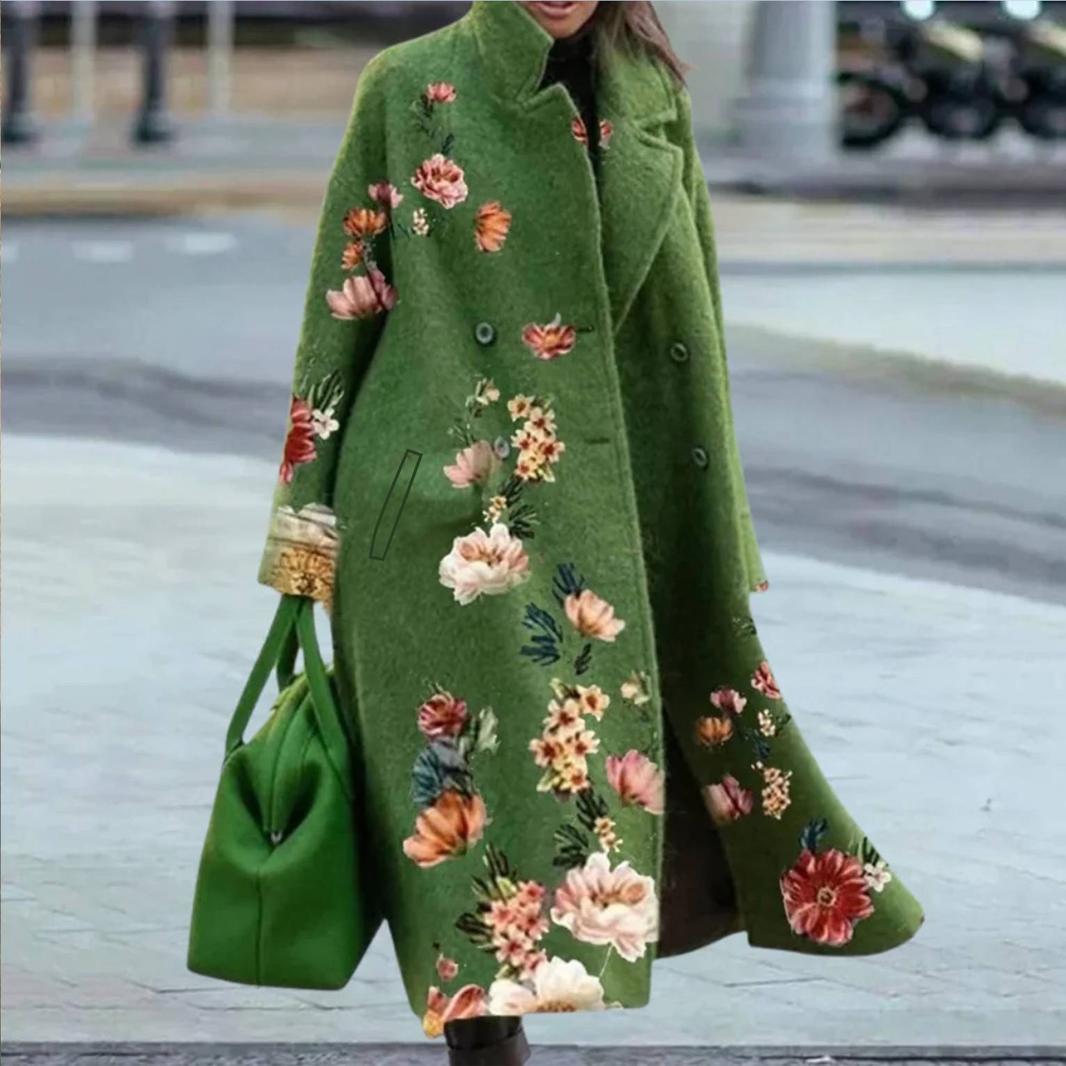 Manteau Imprimé Fleuri à Manches Longues pour Femmes