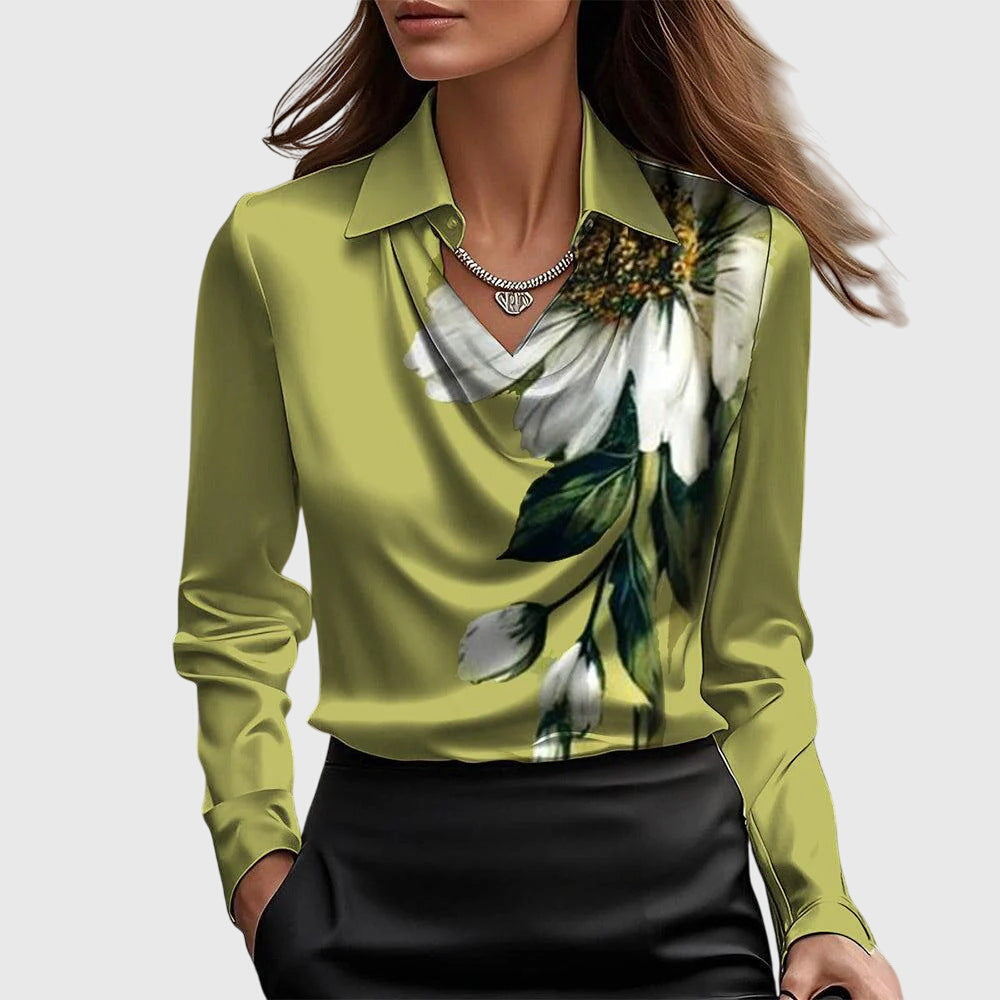 Blouse Satin à Manches Longues pour Femmes