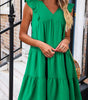 Robe Mini à Volants et Décolleté en V pour Femmes
