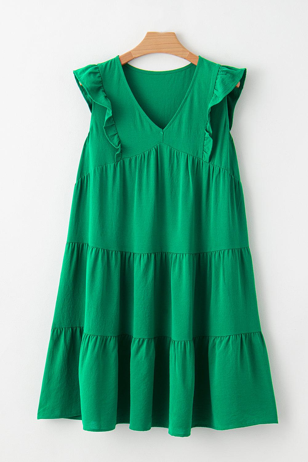 Robe Mini à Volants et Décolleté en V pour Femmes