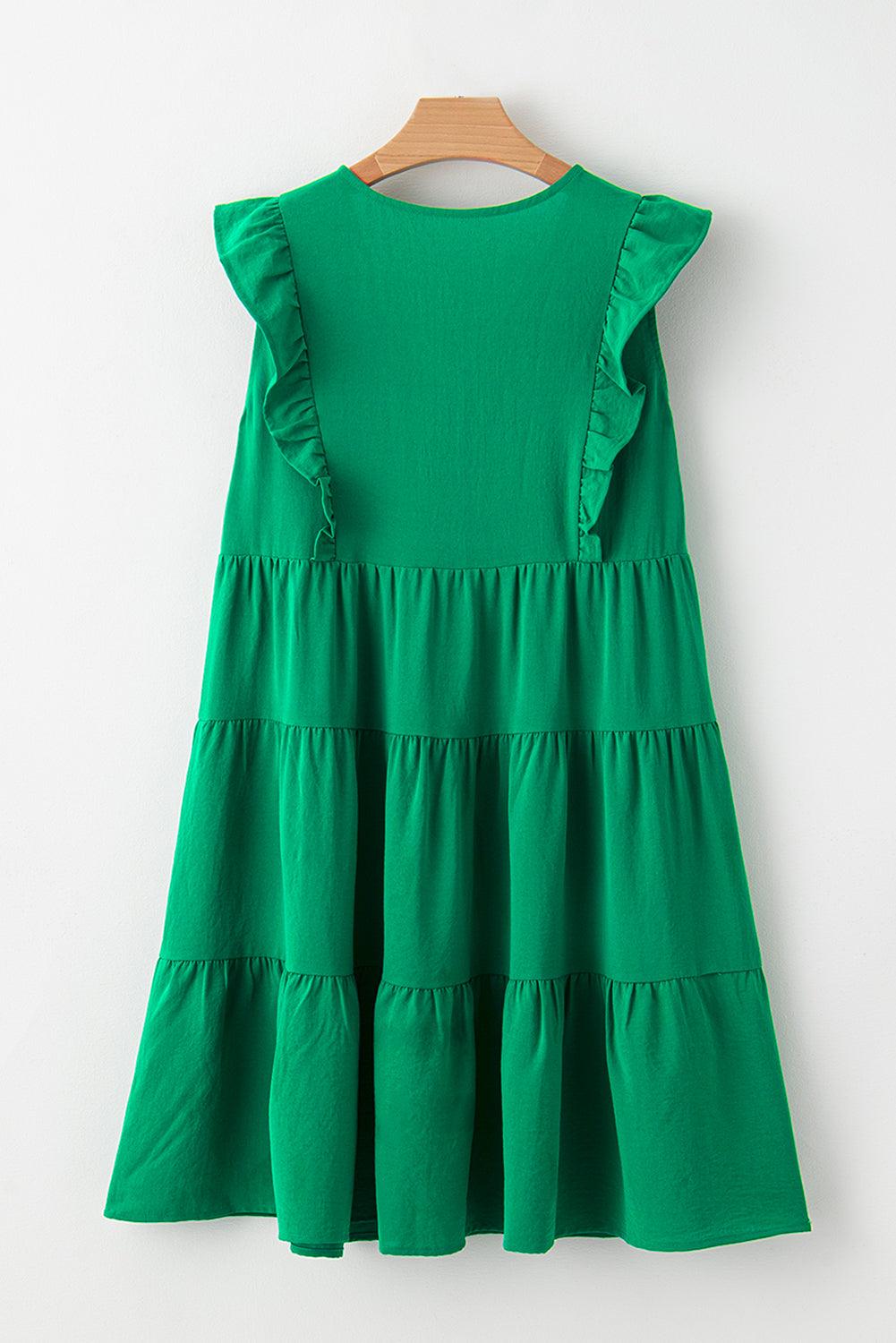 Robe Mini à Volants et Décolleté en V pour Femmes