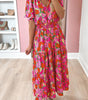 Robe Maxi à Imprimé Floral Taille Smockée pour Femmes