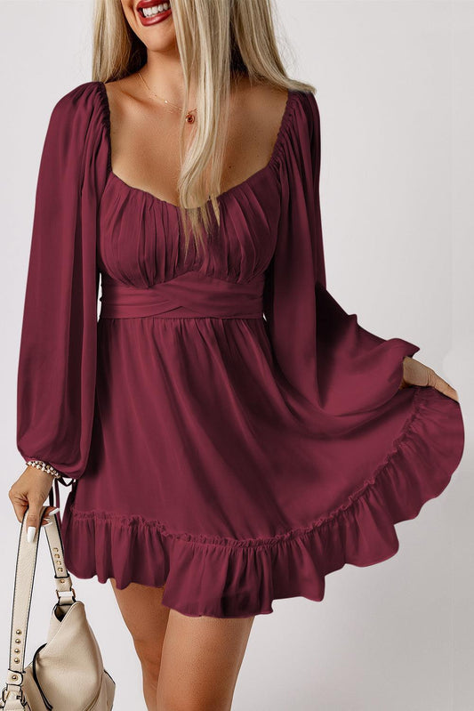 Robe Mini Chic Plissée à Taille Haute pour Femmes