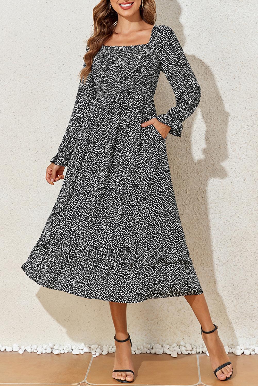 Robe Midi Élégante Imprimé Floral pour Femmes