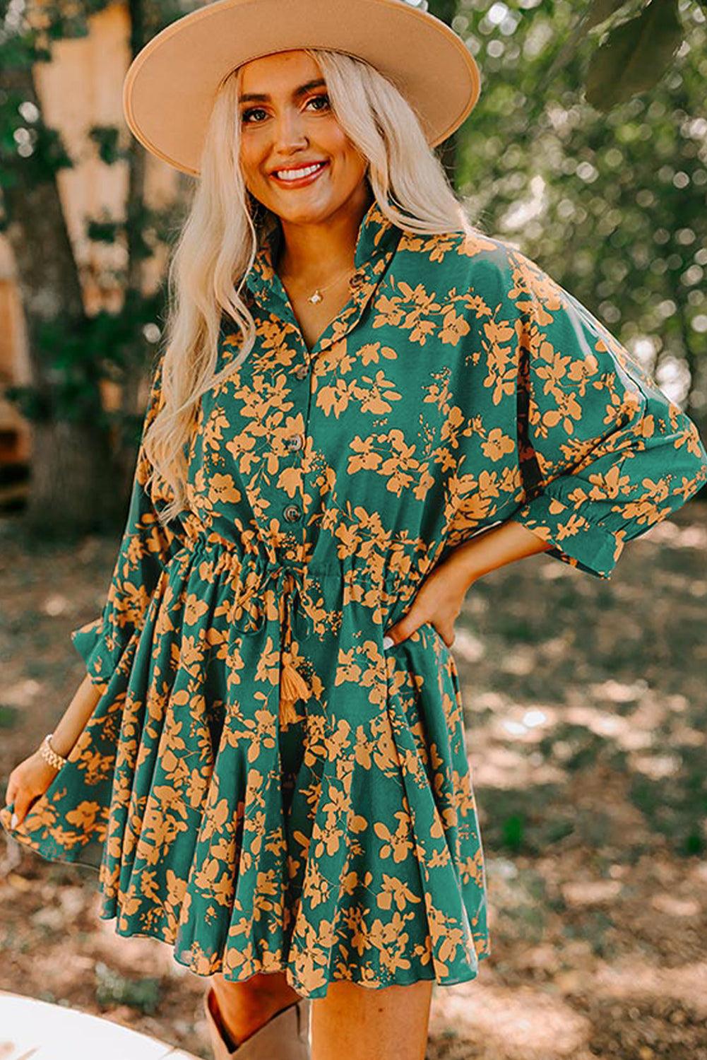 Robe Tunique Élégante avec Imprimé Floral pour Femmes