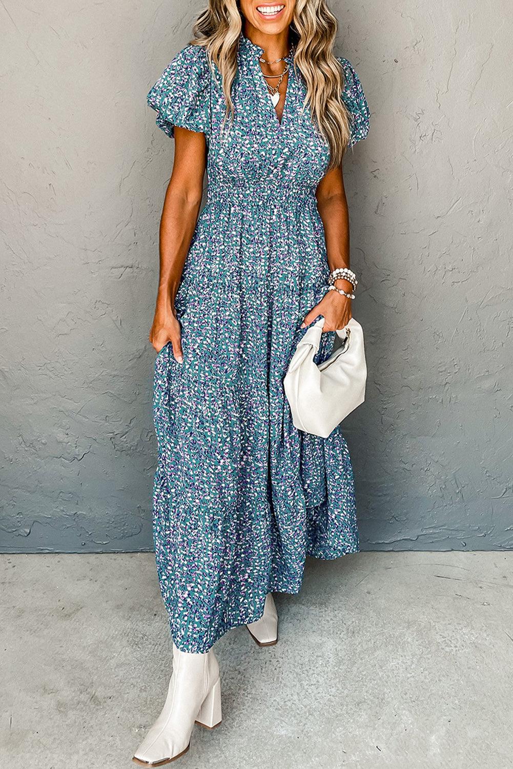 Robe Maxi Élégante à Col V pour Femmes