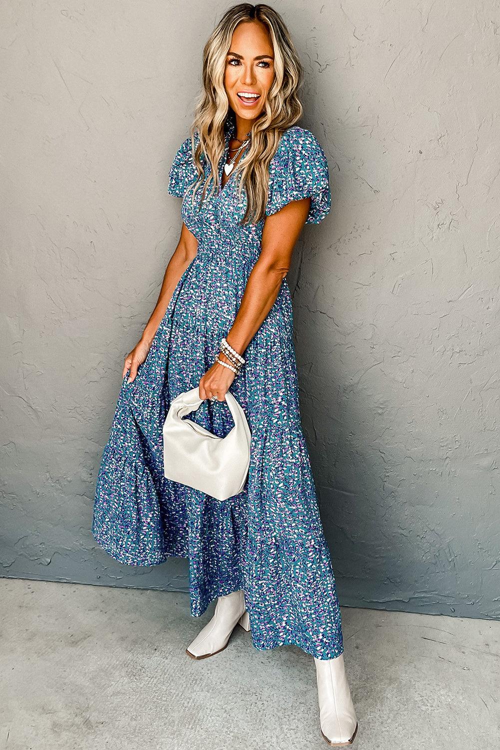 Robe Maxi Élégante à Col V pour Femmes