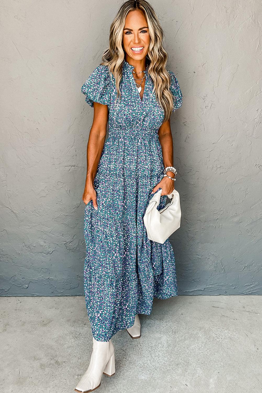 Robe Maxi Élégante à Col V pour Femmes