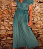 Robe Maxi Élégante à Col en V pour Femmes