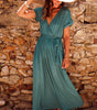 Robe Maxi Élégante à Col en V pour Femmes