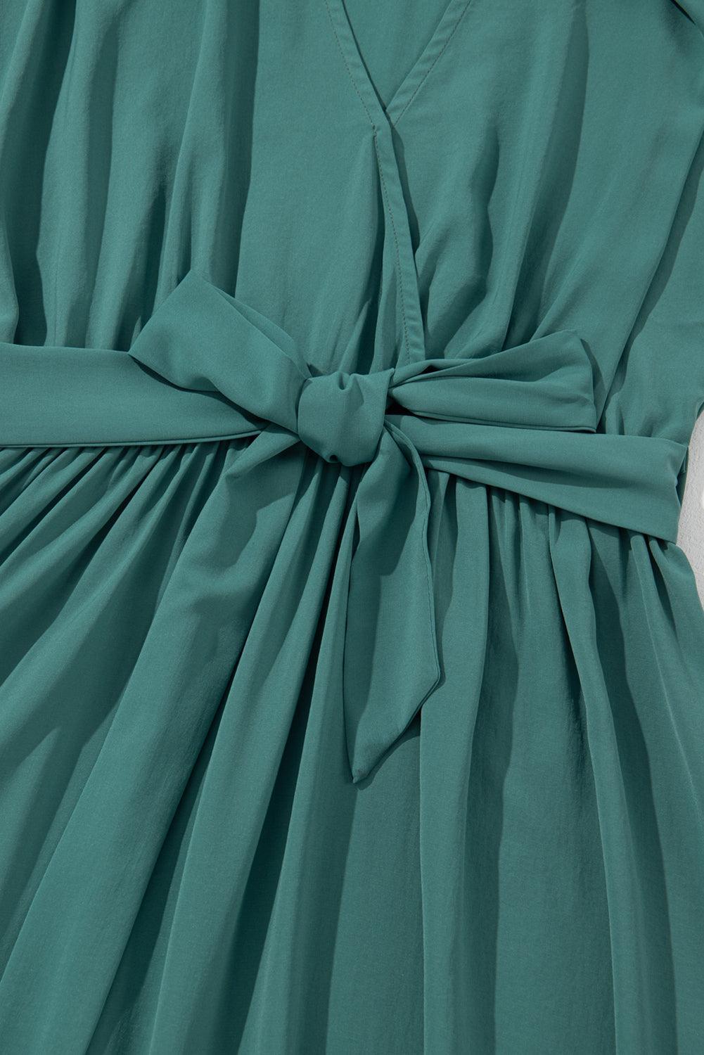 Robe Maxi Plissée Chic à Col V