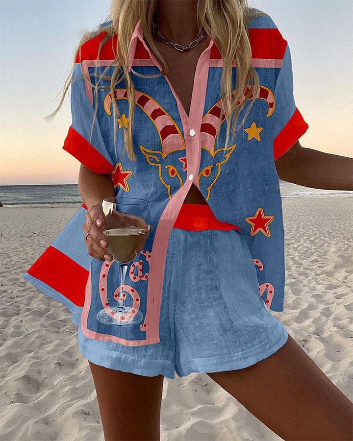 Ensemble Chemise et Short à Motifs pour Femmes