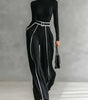 Ensemble pantalon à jambes larges et haut à col montant pour femmes - Emilia Lane