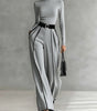 Ensemble pantalon à jambes larges et haut à col montant pour femmes - Emilia Lane