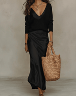 Ensemble Robe Midi Satinée et Pull en Laine pour Femme | Idéal pour le Quotidien - Emilia Lane