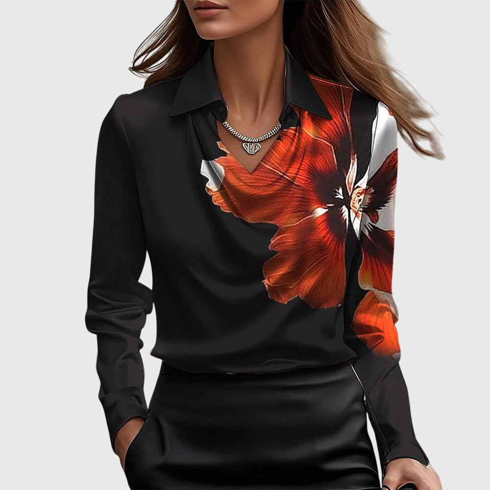 Blouse Satin à Manches Longues pour Femmes