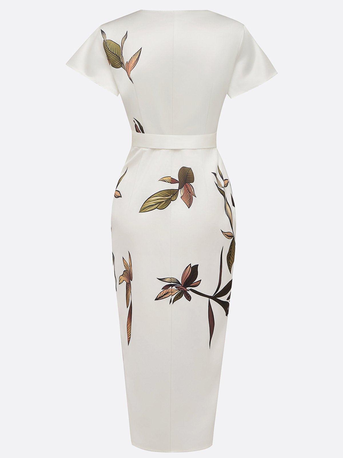 Robe Midi Imprimée Ceinturée pour Femmes