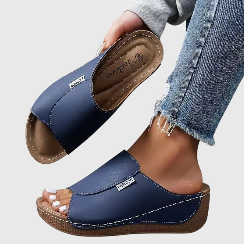 Sandales Confort Ouvertes à Semelle Compensée pour Femmes