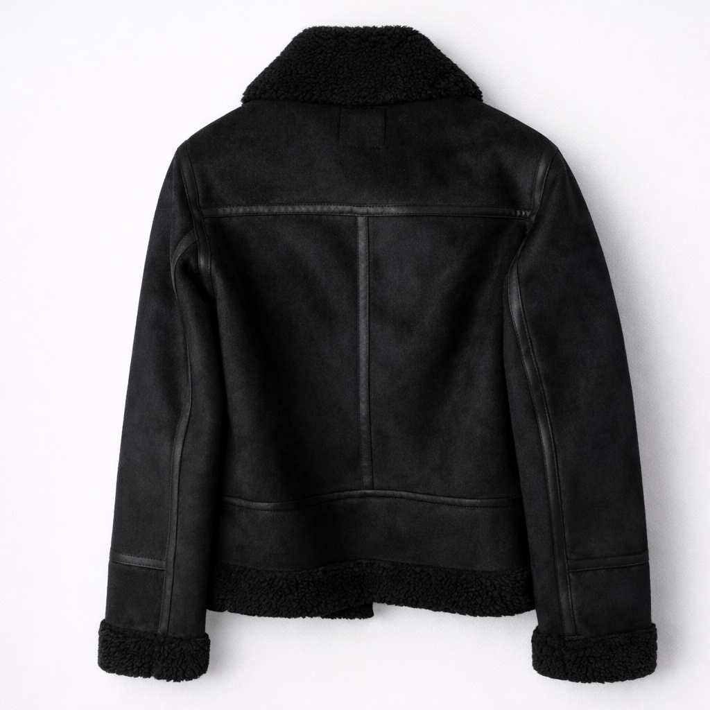 Veste Aviateur en Daim Coupe Ample avec Ceinture pour Femme