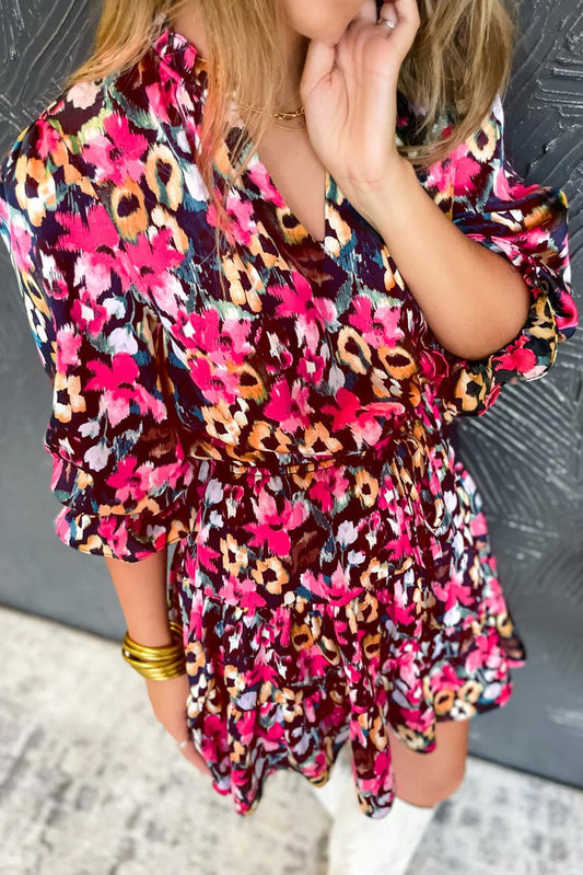 Robe à Volants Imprimée Florale pour Femmes