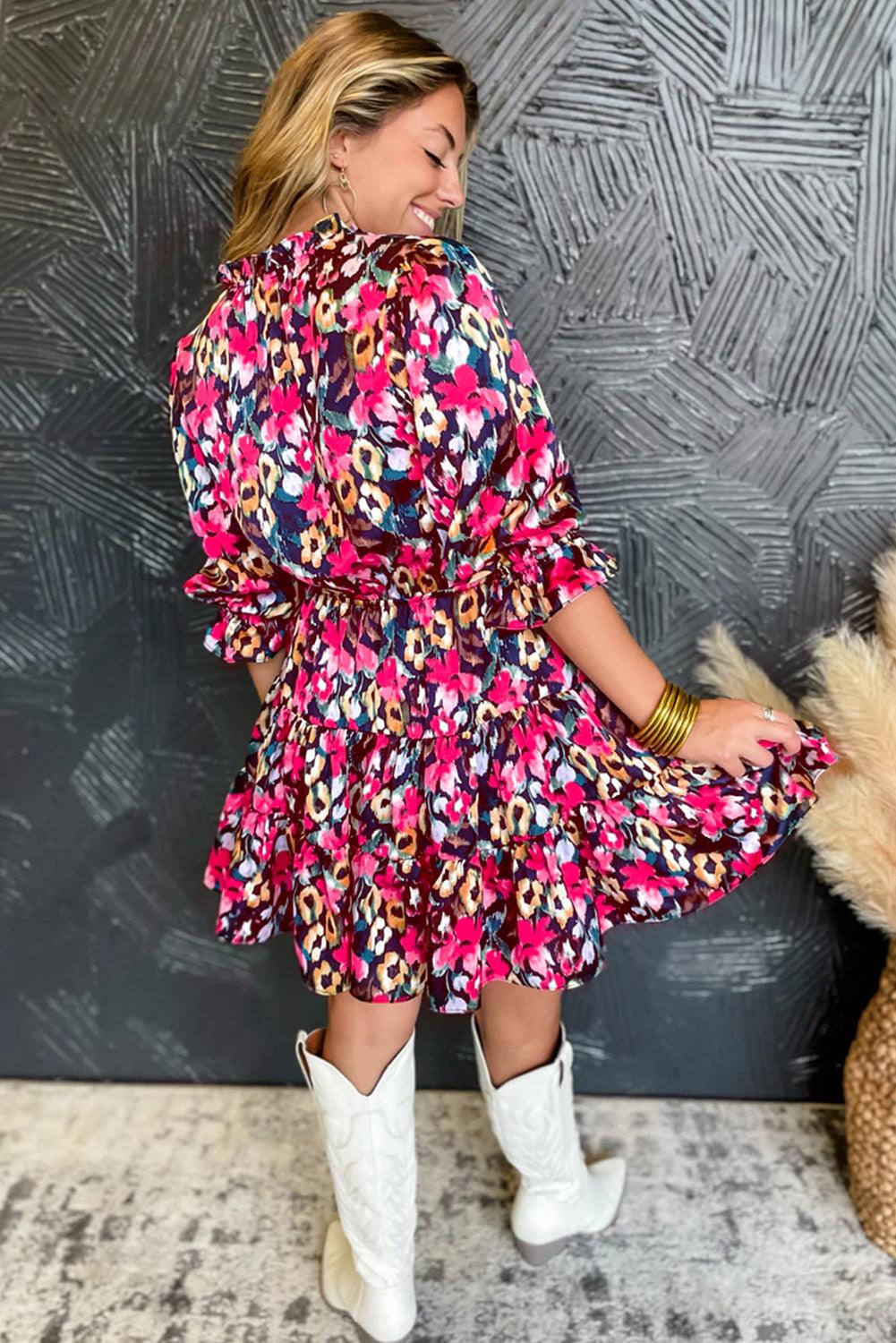 Robe à Volants Imprimée Florale pour Femmes
