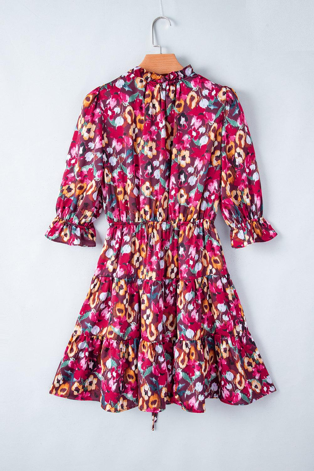 Robe à Volants Imprimée Florale pour Femmes