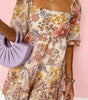 Robe Mini Florale à Manches Courtes pour Femmes