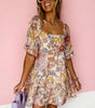 Robe Mini Florale à Manches Courtes pour Femmes