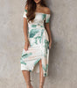 Robe Midi Imprimée Fleurie à Épaules Dégagées