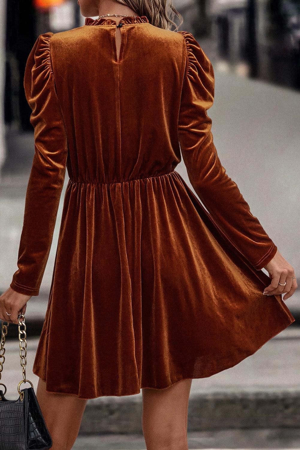 Robe Éléguante en Velours avec Franges pour Femmes