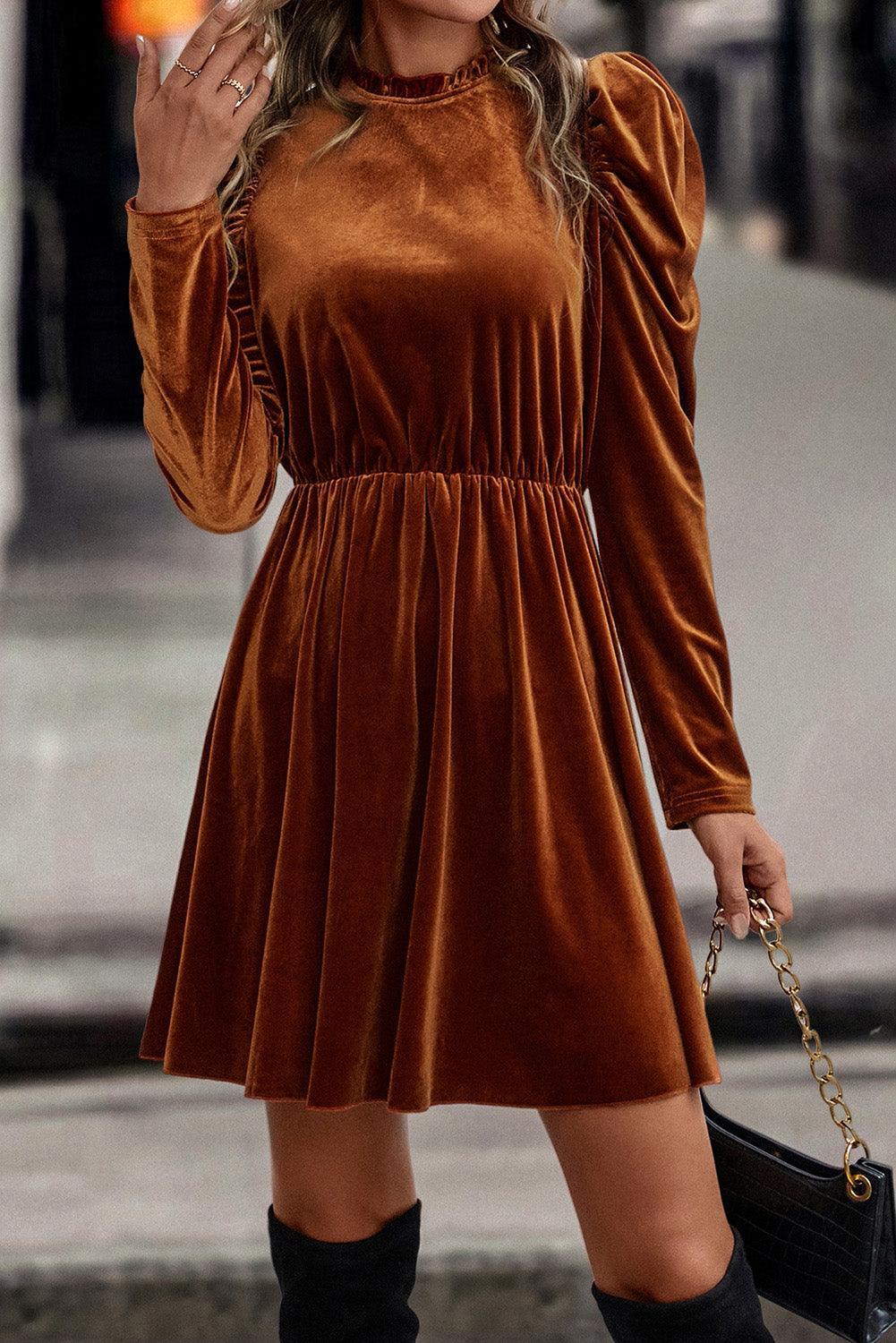 Robe Éléguante en Velours avec Franges pour Femmes