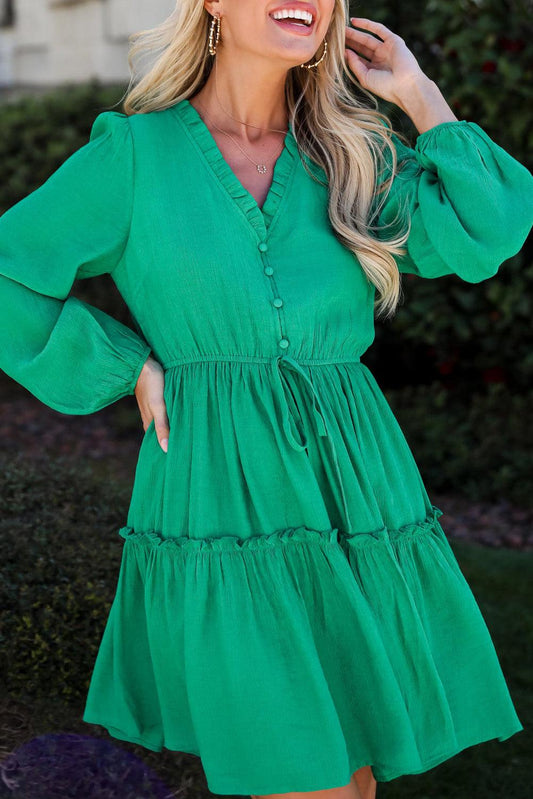 Robe Mini Franjée Décolleté en V pour Femmes