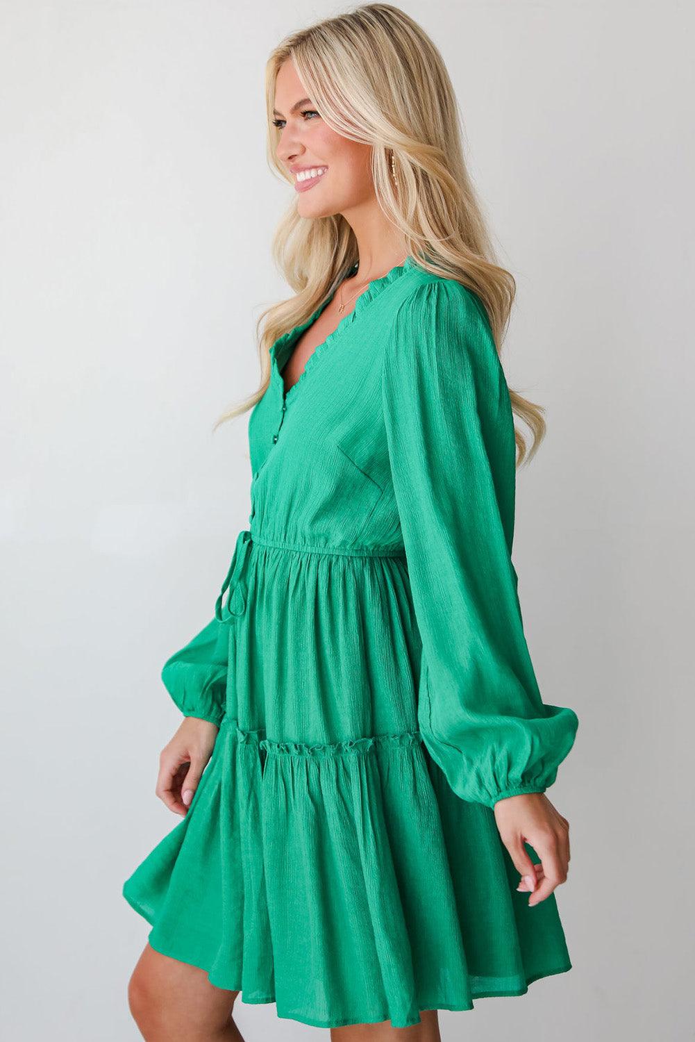 Robe Mini Franjée Décolleté en V pour Femmes