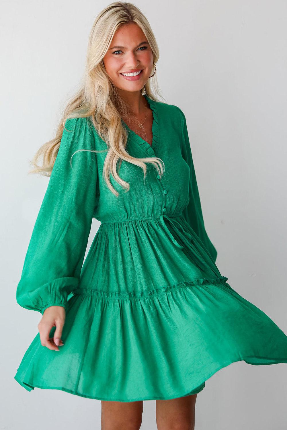 Robe Mini Franjée Décolleté en V pour Femmes