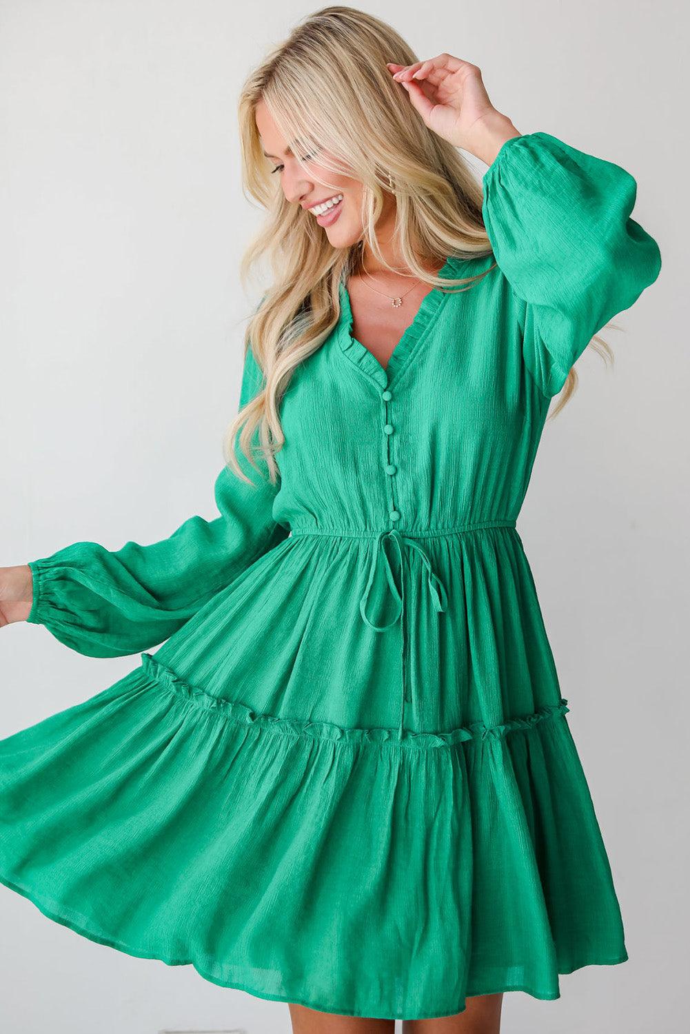 Robe Mini Franjée Décolleté en V pour Femmes
