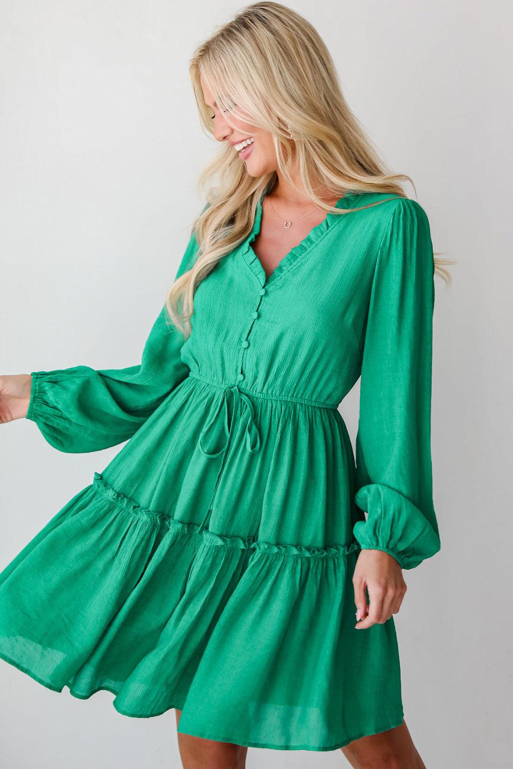 Robe Mini Franjée Décolleté en V pour Femmes