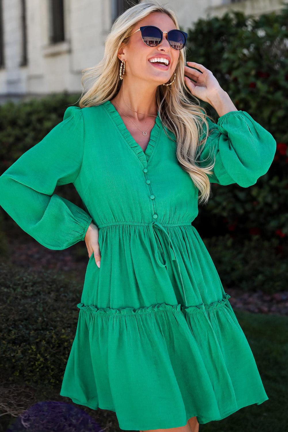 Robe Mini Franjée Décolleté en V pour Femmes