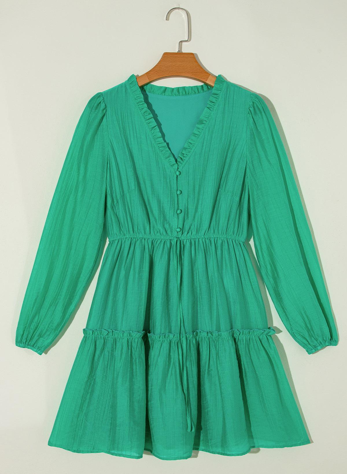 Robe Mini Franjée Décolleté en V pour Femmes
