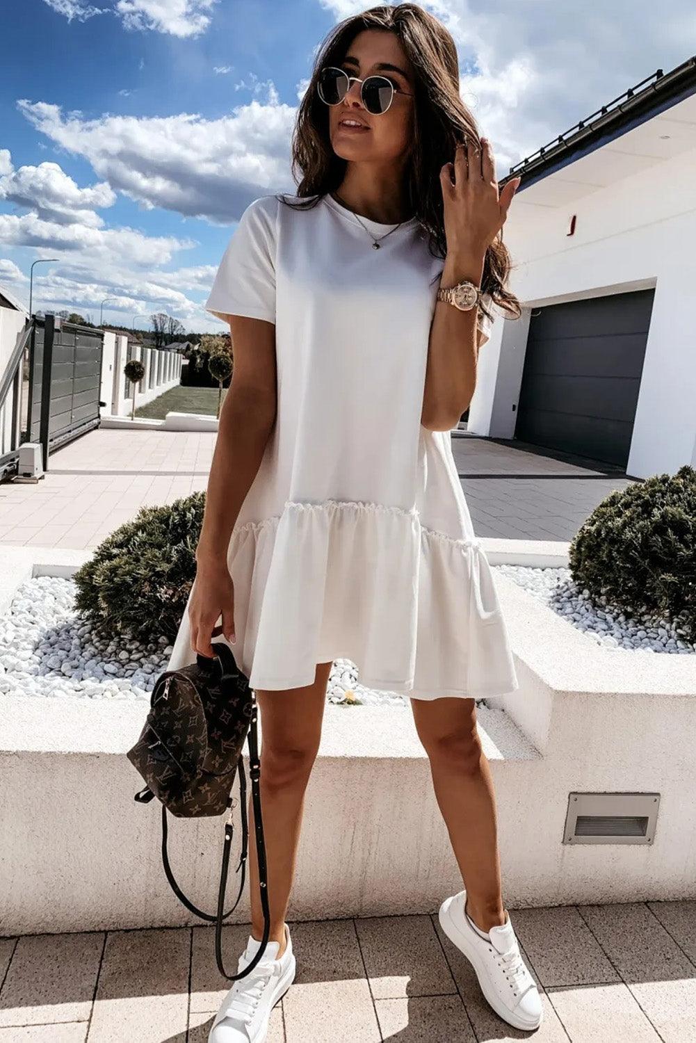 Robe Élégante à Manches Courtes pour Femmes