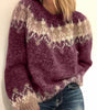Pull Jacquard à Col Rond et Coupe Ample pour Femme