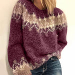 Pull Jacquard à Col Rond et Coupe Ample pour Femme