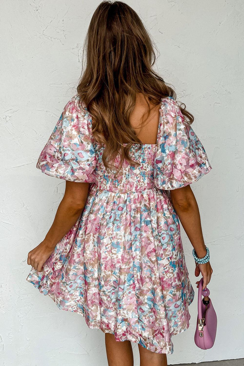 Robe Fleurie ÉléGante à Manches Bouffantes pour Femmes