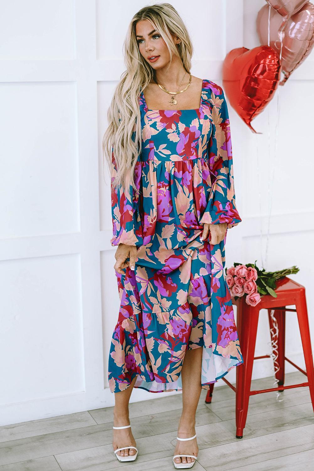 Robe Carrée à Fleurs pour Femmes