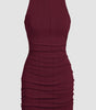 Robe Bodycon Sans Manches Drapée pour Femmes