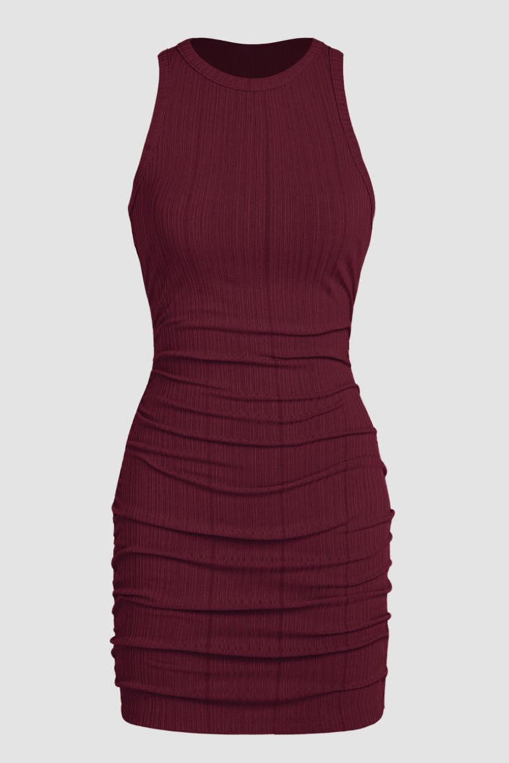 Robe Bodycon Sans Manches Drapée pour Femmes