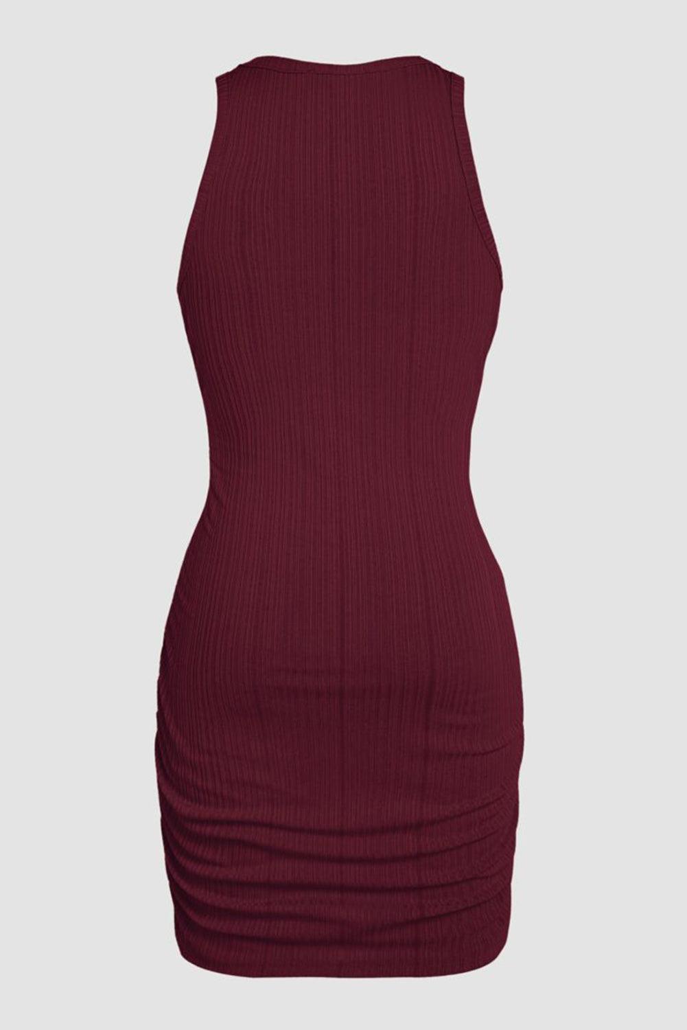 Robe Bodycon Sans Manches Drapée pour Femmes