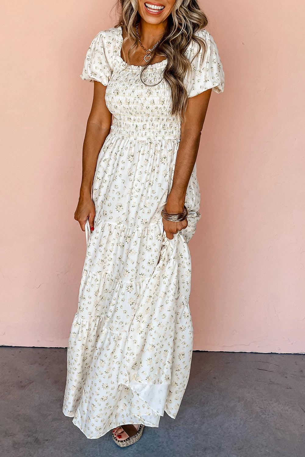 Robe Maxi Florale à Volants