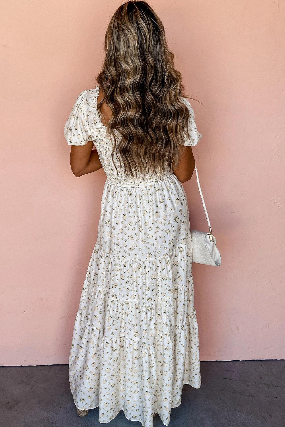 Robe Maxi Florale à Volants