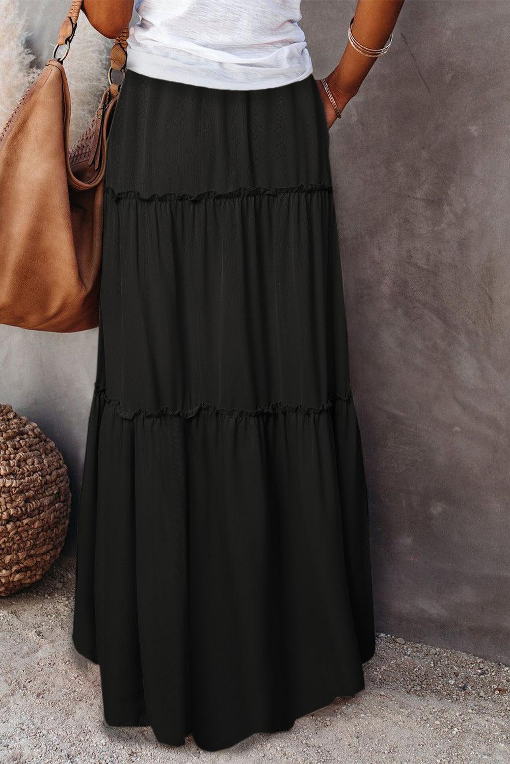 Jupe Maxi Superposée avec Cordon de Serrage pour Femmes